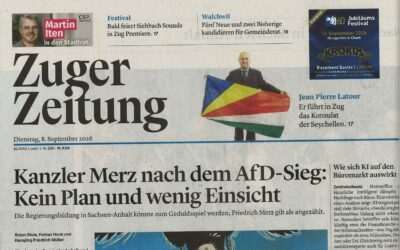 Le Consulat des Seychelles à Zug à l’honneur dans le Zuger Zeitung